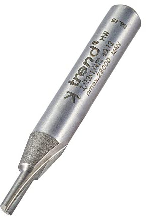 Trend Professional Single Flute Cutter, 1/4 Inch Shank, 2.7mm Cut Diameter & 8mm Cut Length, Tungsten Carbide Tipped, 2/12X1/4TC