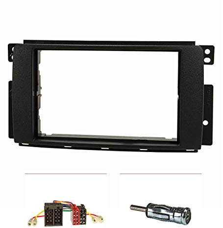 tomzz Audio 2451-000 Doppel DIN Radioblende Set kompatibel mit Smart fortwo 451 forfour 454 schwarz mit Radioadapter ISO Antennenadapter ISO DIN