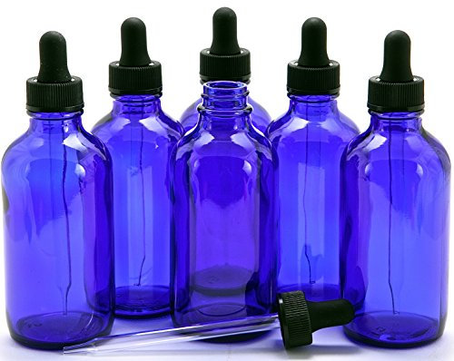 Vivaplex Lot de 6 bouteilles en verre avec compte-gouttes Bleu cobalt 113,4 g