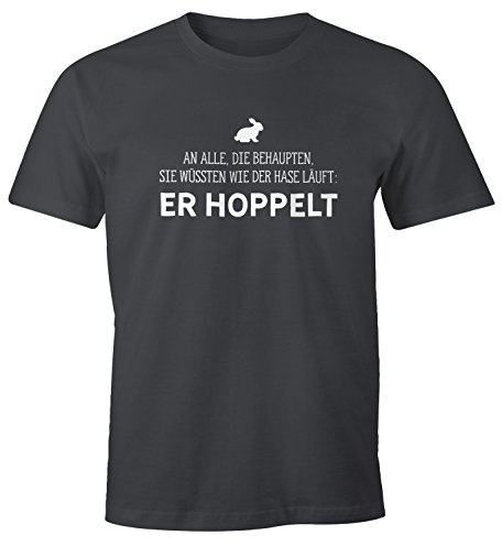 MoonWorks Herren T-Shirt Spruch an alle die wissen wie der Hase läuft - er hoppelt Fun-Shirt lustig