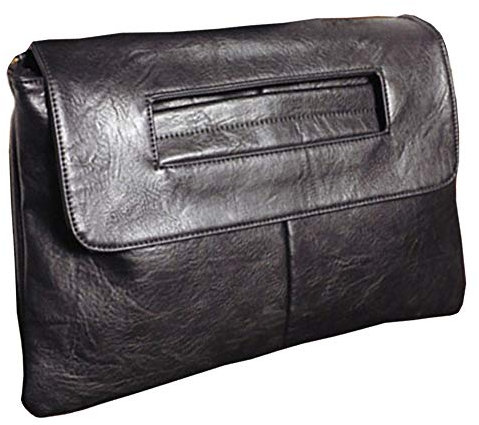 NIGEDU Women Handbags Leather Female Clutch Handbag Messenger Bag Large Solid High Capacity, Black, L