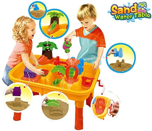 25 Piece Sand and Water Table Garden Sandpit Play Set Beach Toy Moulds Watering Can Water Mill