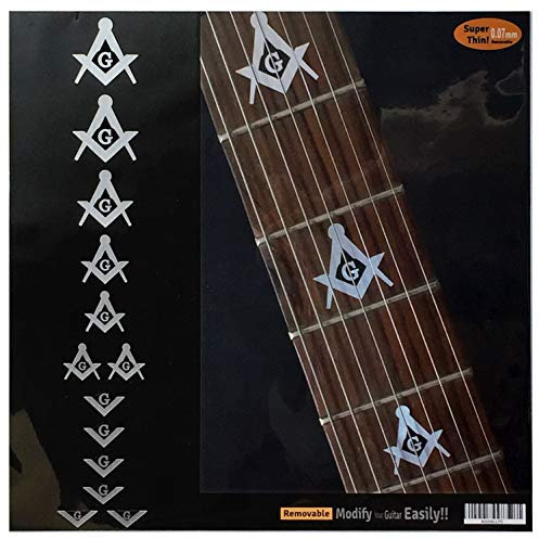 Inlay Sticker Griffbrett Position Marker für Gitarren & Bass - Blink 182 (Tom Delonge) Masonic Squares & Compasses