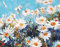 WOWDECOR DIY Malen nach Zahlen für Erwachsene Kinder Mädchen, Gänseblümchen Weiß Zusammenfassung 40x50cm Vorgedruckt Leinwand-Ölgemälde (mit Rahmen)