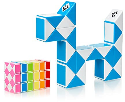 CUBIDI® Original Magic Snake - 24 Blöcke Blau | Knobelspiele für Kinder und Erwachsene | Ideal als Mitgebsel Kindergeburtstag, Kindergeburtstag Gastgeschenke oder kleine Geschenke für Kinder