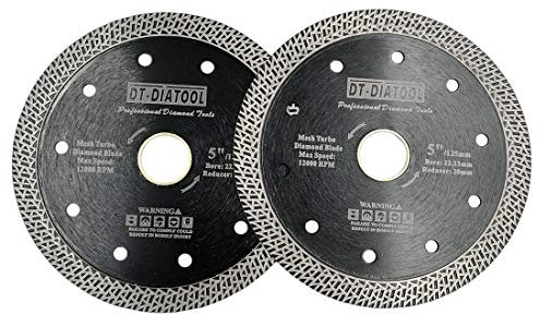 DT-DIATOOL Diamant Trennscheibe 2 Stücke 125 mm Sägeblatt mit Mesh Turbo für Porzellan Fliesen Marmor Keramik Granit