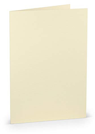 PAPERADO 25 Faltkarten DIN A5 - Chamois gerippt Creme Beige - 220 g/m² - 14,8 x 21 cm - Blanko Doppelkarten Klappkarten Einladungskarten