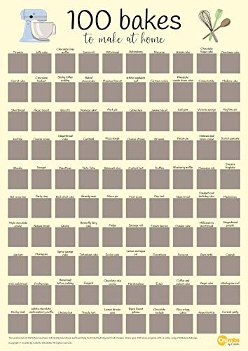 Crumbs by Collette 100 Bakes Scratch Off Poster | Baking Bucket List | Recipe Links Included | A2