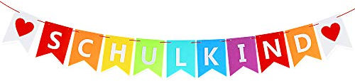 VINFUTUR Schulkind Girlande Filz Banner Hängende Deko für Schuleinführung Schulanfang Einschulung Schulbeginn Partydeko