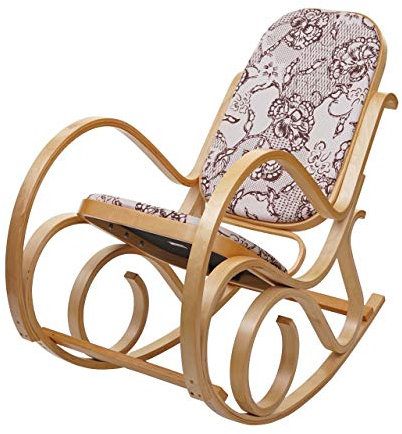 Mendler Schaukelstuhl M41, Schwingsessel Fernsehsessel, Massiv-Holz - Eiche-Optik, Stoff/Textil Jacquard braun