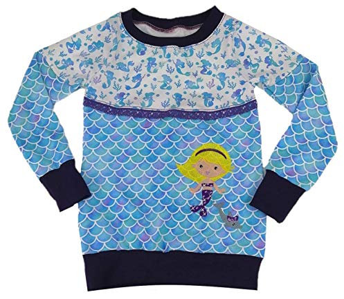 pinkeSterne ☆ Pullover Meerjungfrau Hoodie Wunschgröße Mädchen Mermaid Flosse Nixe Meer Blau Lila