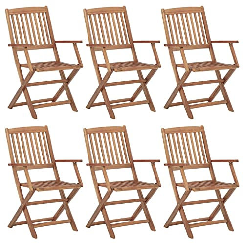 vidaXL 6X Madera Maciza de Acacia Sillas de Jardín Plegables Asiento Patio Mobiliario Muebles Cocina Hogar Restaurante Comedor Exterior con Respaldo