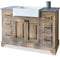 Loberon Spülenschrank Whitley, inkl. Keramikbecken, viel Stauraum, französischer Landhausküchen-Stil, Küchenmöbel, Mangoholz, Keramik, Steinfurnier, braun/grau