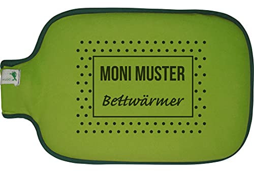 Hugo Frosch Wärmflasche mit Namen - personalisiert - Motiv Bettwärmer - viele Farben & Motive – Wärmflasche - grün - Größe 19,5 x 31,5 cm - persönliches Geschenk mit Wunsch-Motiv und Wunsch-Name
