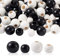 Craftdady 80 Stück schwarze weiße runde Holzperlen natürliche große Löcher gefärbte Holzperlen Abstandshalter 20 mm 25 mm für Schmuckherstellung DIY Ornamente Girlande Handwerk Loch:9 mm