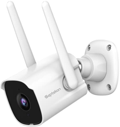 Septekon Security Camera Outdoor CCTV Camera Wireless, 2K Dual Antenna WiFi Home Surveillance Cameras with IP66 Waterproof, Night Vision, AI Motion Detection, 2-Way Audio, White - P30i