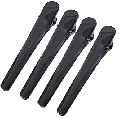 Pinces Alligator en métal pour la coiffure Coloration des cheveux Réglage des boucles Section Pinces à cheveux Pinces crocodile en métal Épingles à cheveux pour pince à boucles, Noir long (4 paquets)