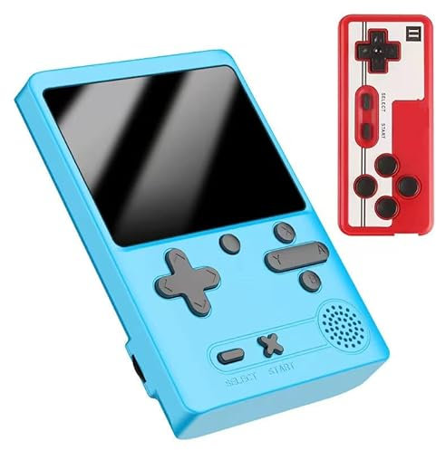 Console de jeu rétro portable, écran de 7,6 cm, console de jeu vidéo portable avec manette de jeu – 500 jeux FC classiques intégrés, prend en charge la connexion TV et deux lecteurs (bleu)