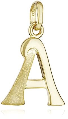 NKlaus Kettenanhänger Buchstabe A 333 Gelb Gold 8 Kt teilmatt 15x12mm Alphabet Amulett 13294
