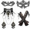 LOLIAS 4-5 PCS Schwarze Spinne Choker Halskette mit Armband und Anhänger Ohrringe Gothic Vintage Set für Damen Halloween Vampir Steampunk Hochzeit Party Mascarade Kostüm Schmuck Sets