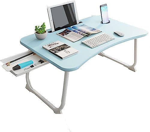 Multifunktionaler Laptop-Schreibtisch, Laptop-Schreibtisch mit Getränkehalter, Schubladenständer, klappbarer Bett-Laptop-Tisch for Bett, Essen, Lesen, Schreiben, Arbeiten, Gaming, Couch, Sofa (Color