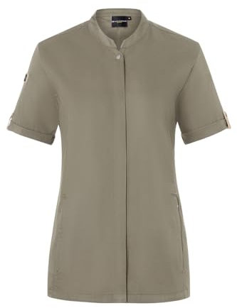 Karlowsky Damen Kochjacke Green-Generation Kurzarm Druckknöpfe Modern Fit Polyester/Baumwollmix Oeko-TEX® nachhaltig Salbei - Größe 44