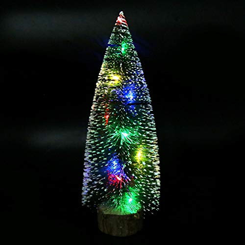 Ghzste Weihnachts-Desktop-Mini-Kiefer mit LED-Licht, Künstliche Miniatur-Kiefer mit Sockel, Weihnachtsbaum, Desktop-LED-Leuchten, Mini-Weihnachtsbaum-Dekoration (30CM farbige