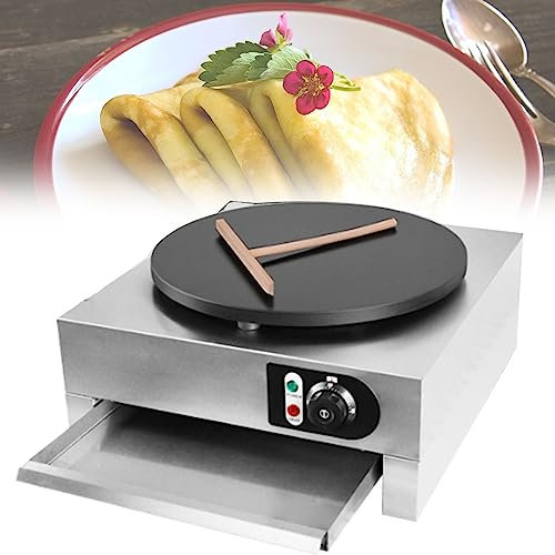 NVYAZJ Crepiera elettrica da 3000 W, 110 V / 220 V Crepiera e crepiera con Piastre di Ferro da 15,7 '' Bordi rialzati Vassoio Estraibile Antiaderente, Piastra per Crepe per Fare Crepes, frittelle