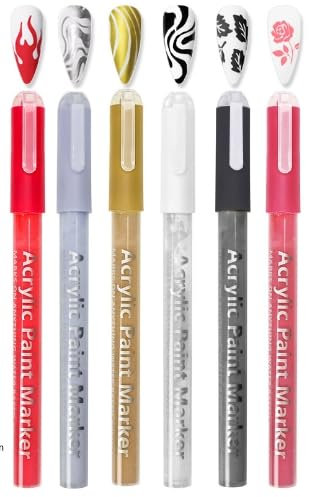 Nail Art Pens - 6Pcs Nail Art Graffiti Pen Nail Drawing Pen - Nail Varnish Pens - Quick Dry Fine Tips Nail Polish Pen for DIY Nail Art Decoration DIY Dot Line Pattern - Multicolour 01