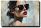 Leinwandbild Red Lips Rendezvous 40 x 60 cm (AUFHÄNGFERTIG) – Sinnliche Kunst für Ihr Zuhause – Modernes Deko-Highlight – Frau mit roten Lippen – Querformat
