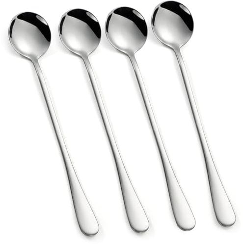 Leegg Lot de 4 longues cuillères à café glacées en acier inoxydable (RS4)