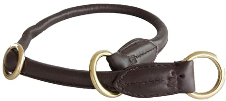 Hundehalsband Zugstopp-Leder-Halsband Student, Coffee, Größe M, LovePanama