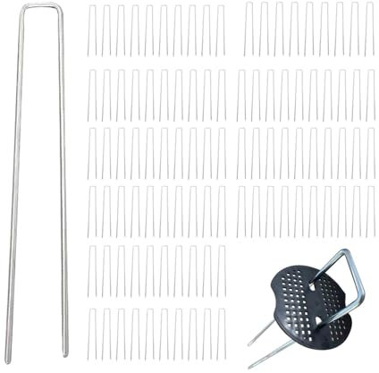 Generic Gartenpfähle, Landschaftspfähle, Polsterdichtung, U-förmige Nageldichtung zur Sicherung des Rasens, Rostfreies U-förmiges Querformat-Klammerset für Planen, Gartenzäune, Vordächer