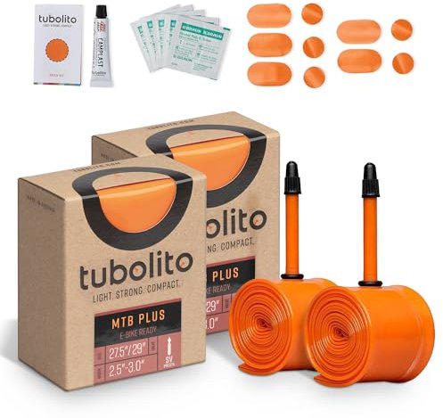 Tubolito MTB Plus 27,5 Zoll x 2,5-3,0 Zoll, 42 mm Presta-Ventil, erfüllt E-MTB-Standard, bewahrt Beinkraft und E-Bike-Akku, 2 x Pannenschutz (69,8 cm x 2,5-3,0 Zoll (2 Stück)