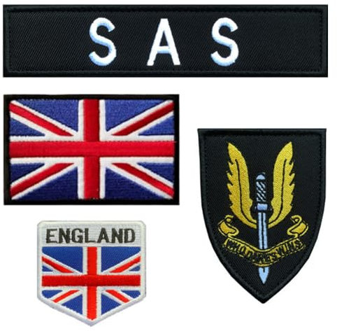 4 StückSASSonderflugdienst Flagge Patch Stickerei Taktische Militär Patch,Aufnäher mit Stickerei verschluss Applikationen für Stickereibänder Rucksäcke Kleidung Jacke Taschen Abzeichen