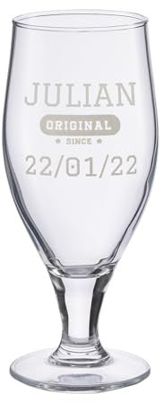 Wanapix | Verre à Bière Personnalisable | 50 cl. | Verre à Bière Gravé avec Nom et Année | Verres écologiques sans plomb | Cadeau original pour les brasseurs | Original since
