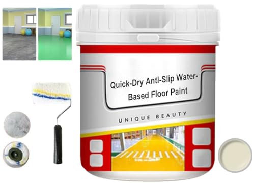 Nante Wind Quick-Dry Anti-Slip Water-Based Floor Paint, Gold Silk Waterproof Epoxy Floor Paint, Water-Based Floor Paint Waterborne Epoxy Garage Floor Coatin (Beige)