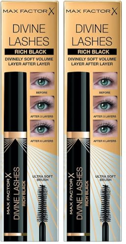 Max Factor Divine Lashes Mascara 001 Rich Black, 8 ml Vanilla (Packung mit 2)