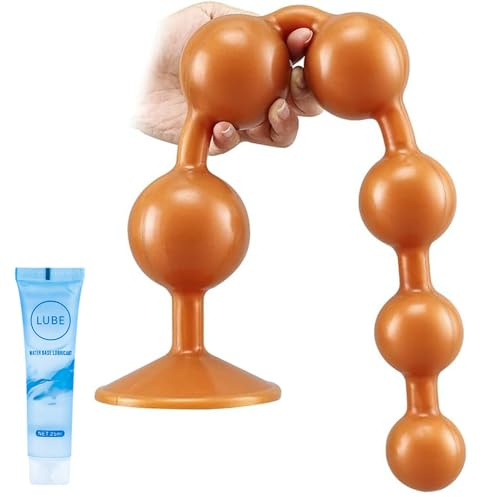 14in Super Long Anal Plug Dildo, Flexible Liquid Silicone Butt Plug Vaginal Anus Dilator Prostate Massage Stimulation Adult Erotic Sex Toys for Women Men - Gold