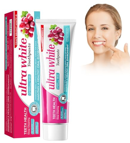 Staining Toothpaste Für Strahlend Weiße Zähne, 100 G Zahnaufhellung Zahnpasta Repair Zahncreme Aufhellen Zahnpasta Corrector Farbkorrektur, Entfernung Von Flecken Kaffee, Rauchen,Gelbe Zähne (Trauben)