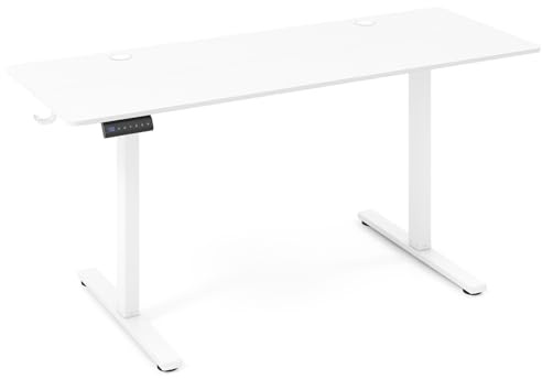 LIFEZEAL Elektrischer Schreibtisch, Höhenverstellbarer Computertisch 160 x 60 cm mit Überhitzungsschutz, Memoryhöhe, Arbeitstisch mit Haken für Büro, Arbeitszimmer, Max 91 kg