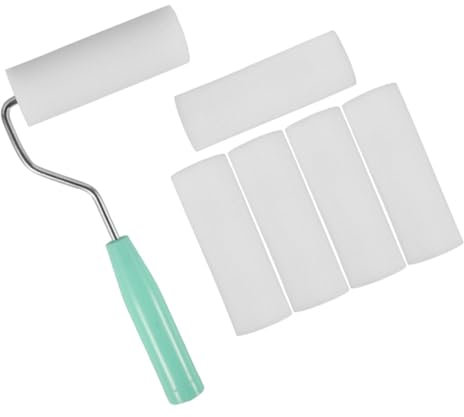 jojofuny 7pcs Paint Roller Set High-Density Polyurethane Sponge Covers Green Handle Frame 4-inch Paint Roller for Wall Painting and House Painting Suitable for Water-Based