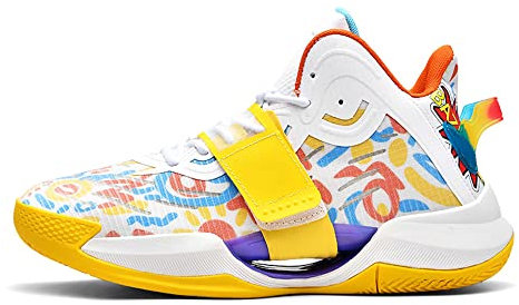 BINQER Bunte atmungsaktive Herren-Basketballschuhe Hochleistungs-Sportschuhe(Yellow,44 EU)