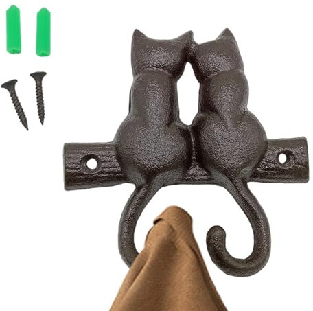 Ganchos de pared de hierro fundido con de animal | Ganchos de hierro resistente - Perchero decorativo antiguo para abrigos, bolsos, toallas, sombreros