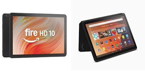 Amazon Fire HD 10 tablet, 10.1 vibrant Full HD screen, octa-core processor, 3 GB RAM, 32 GB, Black, with adverts with Protective Cover and Anti-Glare Screen Protector (2 pack)