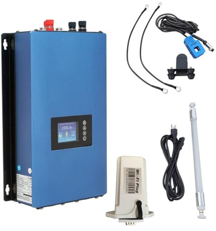 Netzgekoppelter Wechselrichter 1000W DC 22-65V auf AC 230V für Windturbinen mit Lastwiderstand-Set, Reine Sinuswelle, EU-Stecker, mit 24V/48V AC Windgeneratoren Ausgestattet mit WiFi (1KW-WiFi)