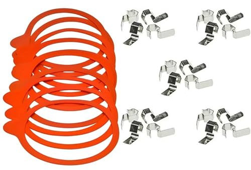 mikken Einmachset-Set 10 Weckringe 94x108 mm Gummiringe für Weckgläser 10 cm und 20 Metallklammern