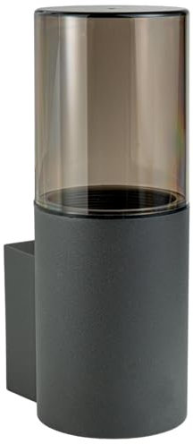 JungesLicht - Wandleuchte IP54, E27 Fassung, 22cm x 8,8cm, Rauchglas-Optik, Anthrazit, Moderne Wandlampe, Außenleuchte Innenwandleuchte 230Volt, Fassadenleuchte, nur LED geeignet (Lieferung ohne LED)