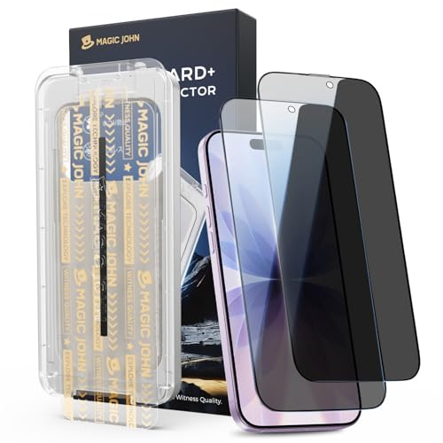 MAGIC JOHN 3rd Gen for iPhone 17 Privacy Screen Protector, 2 Pack | 28° Anti-Spy, 9H Tempered Glass, Easy Installation, Bubble Free, 1:1 Full Coverage, Auto Dust-Elimination, Anti Scratch