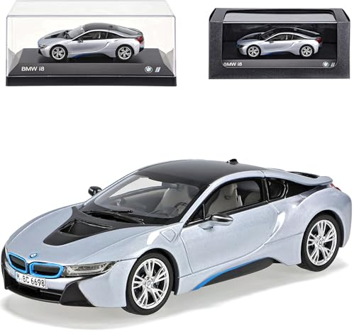alles-meine.de GmbH B*M*W I8 Ionic Silber Ab 2013 1/43 Kyosho Modell Auto mit individiuellem Wunschkennzeichen